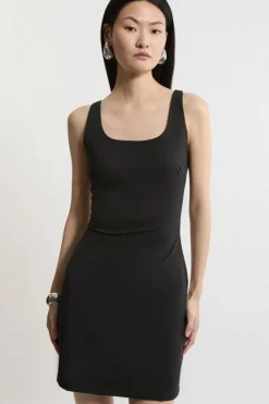 Karen Millen Stretch Cotton Jersey Strappy Mini Dress black Discount