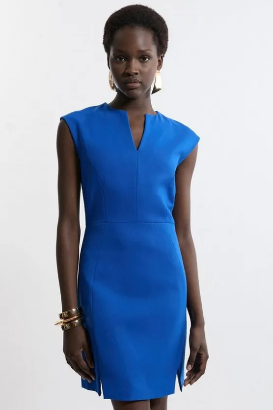 Karen Millen Structured Crepe Tailored Mini Dress cobalt Outlet