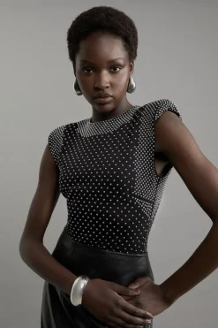 Karen Millen Studded Ponte Jersey Top black Online