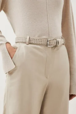 Karen Millen Suede Studded Waist Belt grey Fashion