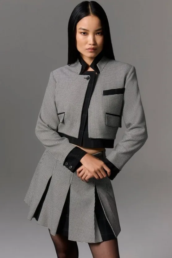 Karen Millen Tailored Black Check Cropped Jacket multi Discount