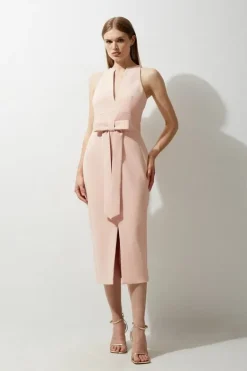Karen Millen Tailored Bow Detail Midaxi Dress blush Online