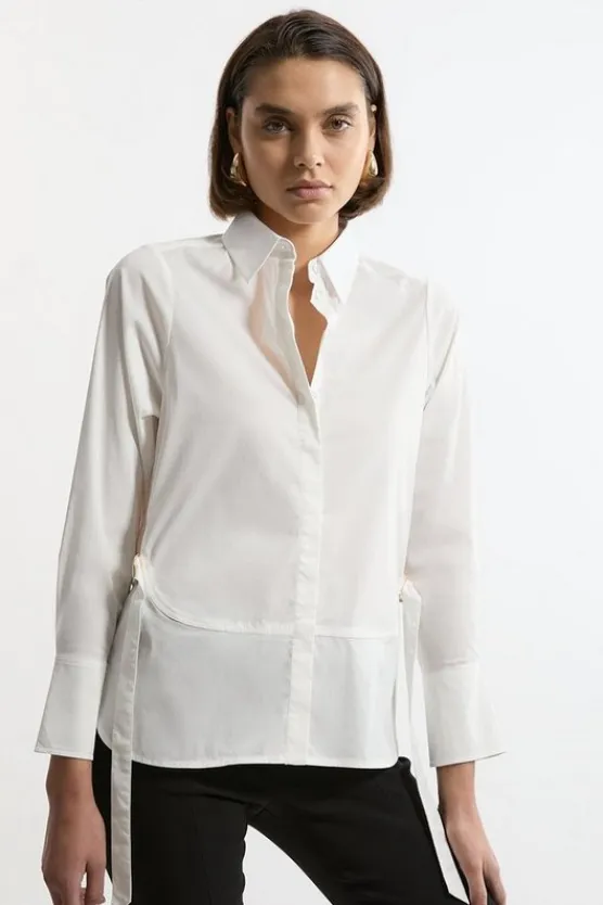 Karen Millen Tailored Buckle Side Shirt white Hot