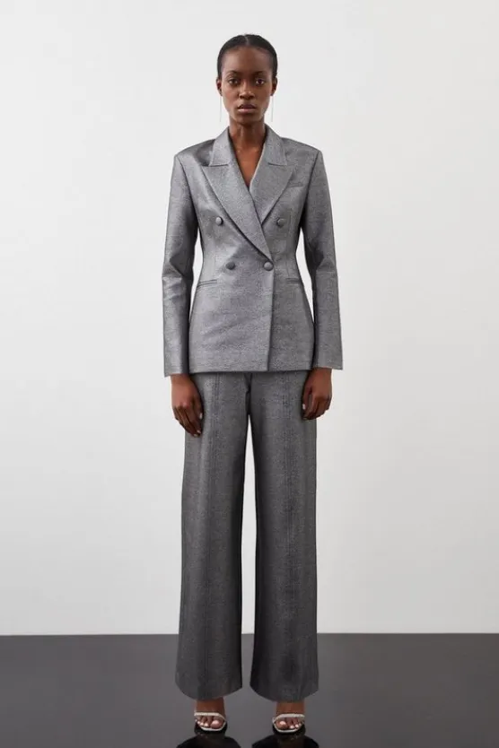 Karen Millen Tailored Compact Stretch Sparkle Set silvergrey Fashion