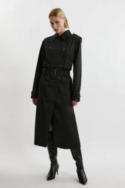 Karen Millen Tailored Cotton Multiway Trench Coat black Outlet