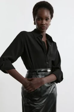 Karen Millen Tailored Crepe Essential Shirt black Fashion