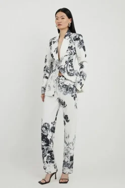 Karen Millen Tailored Crepe Printed Floral Set mono Hot