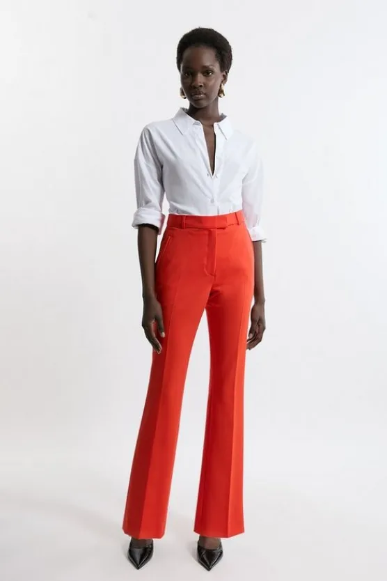 Karen Millen Tailo Flare Slim Leg Pants red Hot
