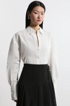Karen Millen Tailored Oversize Cuff Relaxed Fit Shirt ivory Discount