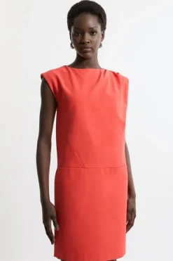 Karen Millen Tailo Pleat Neck Pocket Detail Midi Dress red Outlet