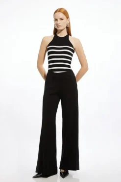 Karen Millen Tailored Ponte Slim Flare Leg Pants black Discount