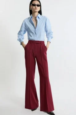 Karen Millen Tailored Stretch Pu Tipped Straight Leg Pants merlot Hot