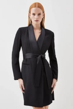 Karen Millen Tailored Tuxedo Wrap Mini Dress black Outlet
