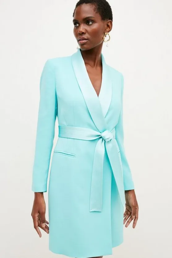 Karen Millen Tailored Tuxedo Wrap Mini Dress mint Sale