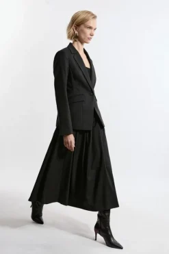 Karen Millen Tailored Twill Full Midi Skirt black New