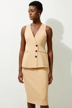 Karen Millen Tailored Wrap Suit camel Discount