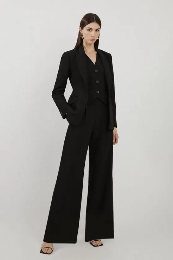 Karen Millen Tall Clean Tailored Grosgrain Tipped Suit black New