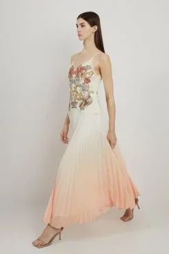 Karen Millen Tall Floral Chemical Lace Woven Strappy Maxi Dress pink New