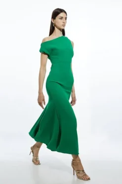 Karen Millen Tall Fluid Tailored Drop Shoulder Maxi Dress green Discount