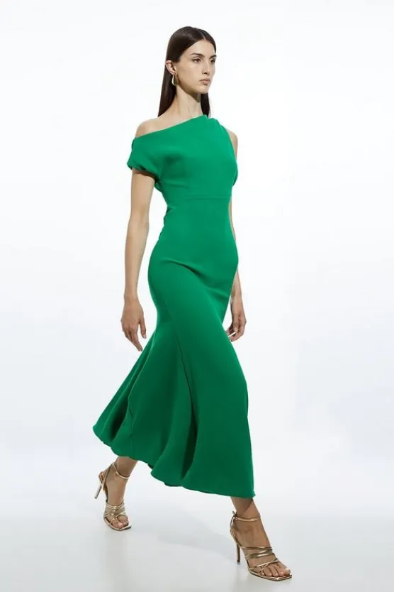 Karen Millen Tall Fluid Tailored Drop Shoulder Maxi Dress green Discount