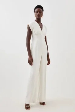 Karen Millen Tall Fluid Tailored Wide Leg Jumpsuit ivory Hot