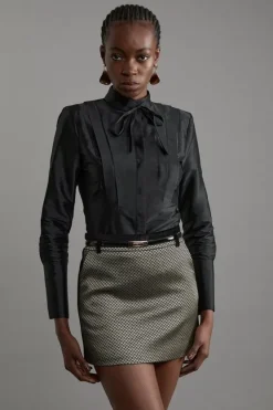 Karen Millen Tall Jacquard Velvet Mix Tailored Mini Skirt geo Discount