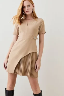 Karen Millen Tall Tailored Military Short Sleeve Mini Dress camel Discount