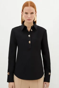 Karen Millen Techno Cotton Woven Co-Ord black Sale
