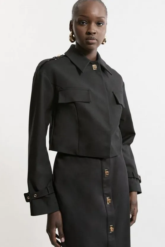 Karen Millen TECHNO JACKET AND MIDI SKIRT CO-ORD black Discount