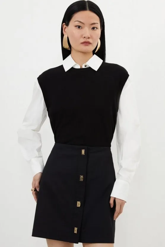 Karen Millen TECHNO MINI SKIRT CO-ORD black Best