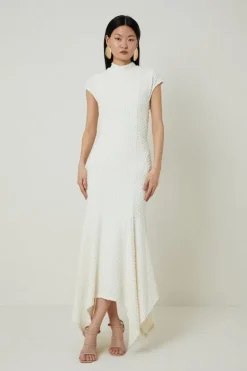 Karen Millen Textured Jersey Dramatic Hem Maxi Dress ivory Best