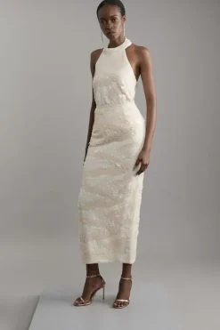 Karen Millen Textured Sequin Woven Co-ord blush Hot