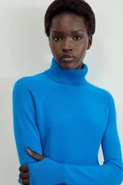 Karen Millen The Founder Cashmere Turtleneck Sweater blue Outlet