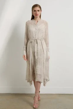 Karen Millen The Founder Petite Print Viscose Georgette Woven Midi Dress animal Hot
