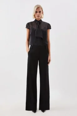 Karen Millen The Founder Premium Twill Tie Waist Detail Blazer & Trouser Set ivory Best
