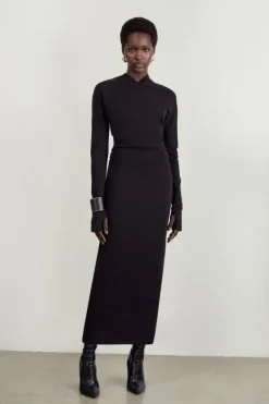 Karen Millen The Founder Soft Touch Jersey Asymmetric Neck Midi Dress black Hot