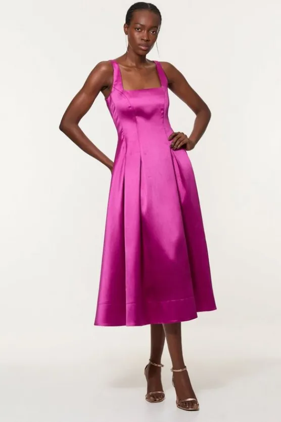 Karen Millen Twill Prom Woven Midi Dress purple Clearance