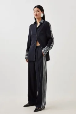 Karen Millen Twill Stripe Trouser And Shirt Co-Ord black Online