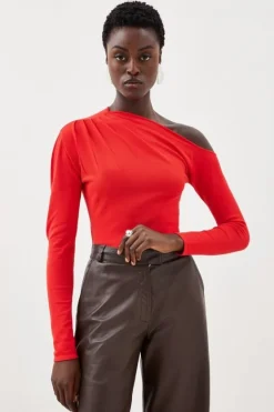 Karen Millen Viscose Blend Asymmetric Sweater red Sale
