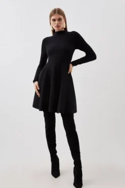 Karen Millen Viscose Blend Full Circle Knit Mini Dress black Sale