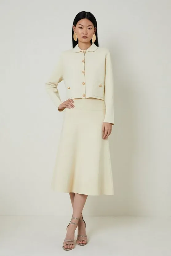 Karen Millen Viscose Blend Full Milano Co-Ord Set stone New