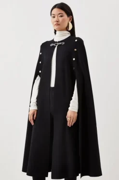 Karen Millen Viscose Blend Military Knit Longline Cape black Best