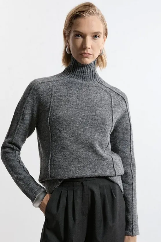 Karen Millen Wool Blend Cosy Knit Longline Sweater grey Online